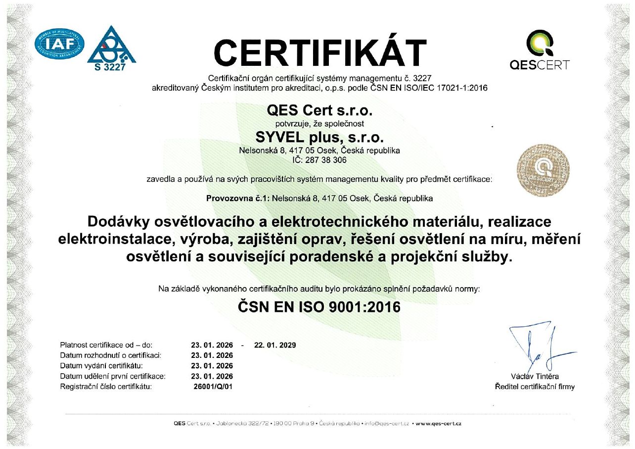 Certifikát ISO 9001